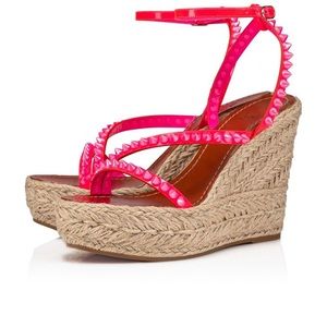 COPY - Christian louboutin mafaldina 120mm wedge espadrille pink neon sandal sz…